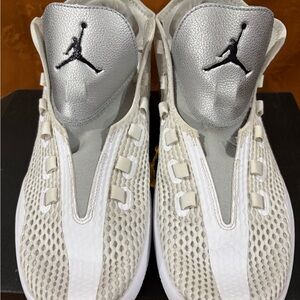 Air Jordan White and Gray athletic shoes